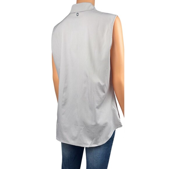 Eddie Bauer Womens X-Large Stretch Gray Button Front Sleeveless Tech Shirt New - Picture 5 of 10